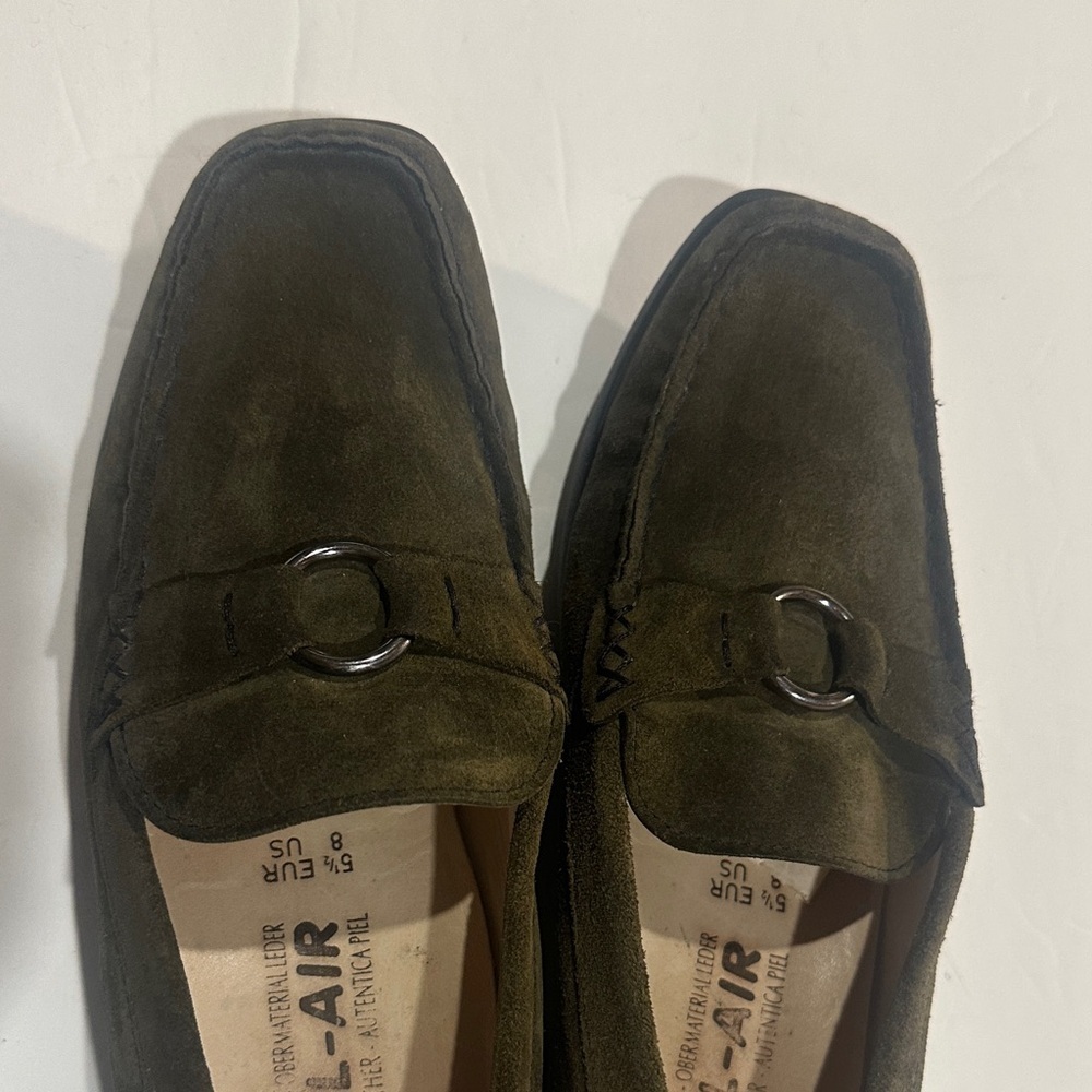Mephisto cool air Suede olive leather Loafers comfort shoes w front circle sz 8 - Picture 7 of 9